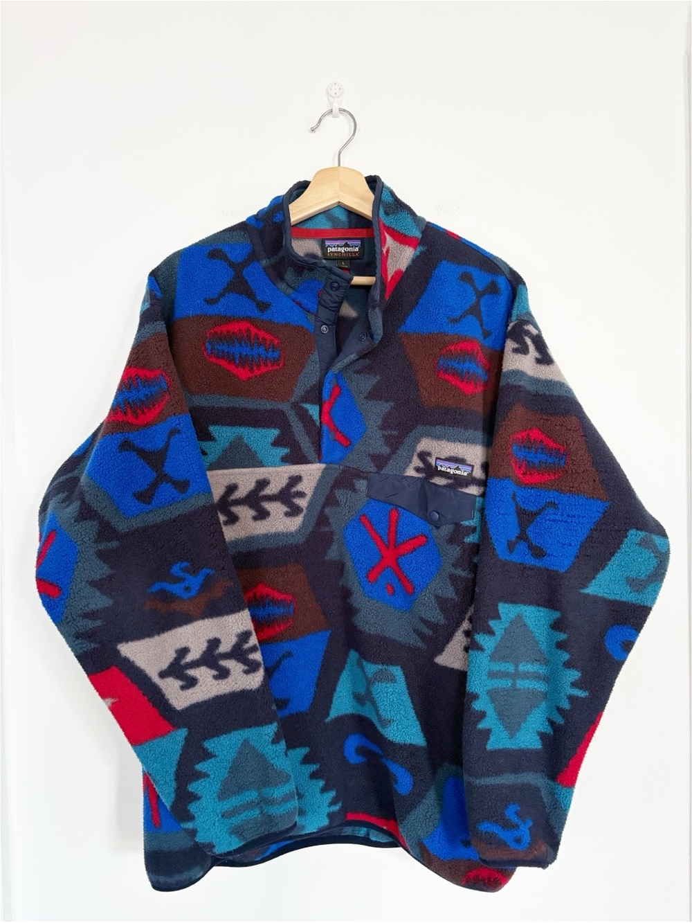 Patagonia || Synchilla Snap T Pullover in Cave Underwater Blue Pattern Fleece L